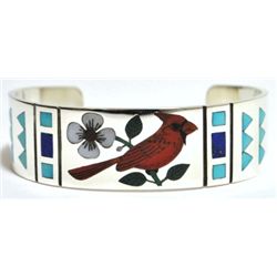 Zuni Multi-Stone Cardinal Sterling Silver Cuff Bracelet - Rudell & Nancy Laconsello