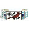 Image 1 : Zuni Multi-Stone Cardinal Sterling Silver Cuff Bracelet - Rudell & Nancy Laconsello