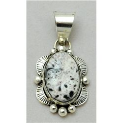 Navajo White Buffalo Small Sterling Silver Pendant - Mary Ann Spencer