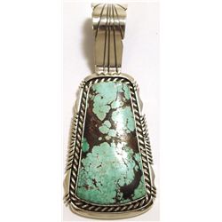 Navajo Dry Creek Turquoise Sterling Silver Pendant - Eugene Belone