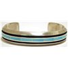 Image 1 : Zuni Turquoise Inlay Sterling Silver Cuff Bracelet - Larry Loretto