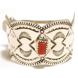 Navajo Coral Sterling Silver Hair Barrette - Joann Silver