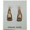 Image 1 : Zuni Multi-Stone Inlay Sterling Silver Curved Post Earrings - C.S. Lonjose