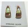 Image 2 : Zuni Multi-Stone Inlay Sterling Silver Curved Post Earrings - C.S. Lonjose