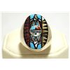 Image 1 : Zuni Multi-Stone Inlay Sun Face Sterling Silver Men's Ring - Angelena Laahty