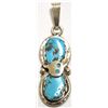 Image 1 : Zuni Turquoise Sterling Silver Snake Pendant - Effie Calavaza