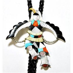 Zuni Multi-Stone Bird Dress Sterling Silver Bolo Tie