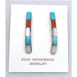 Zuni Multi-Stone J-Shape Earrings