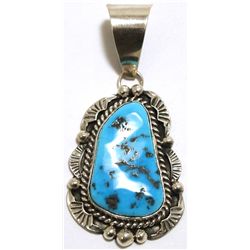 Navajo Sleeping Beauty Turquoise Sterling Silver Pendant - Mary Ann Spencer