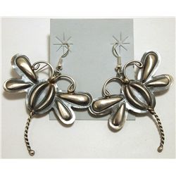 Navajo Sterling Silver Dragonfly French Hook Earrings - Tim Yazzie