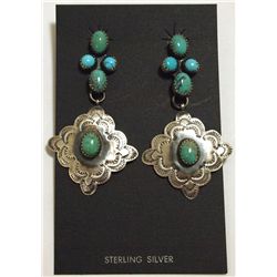 Navajo Turquoise Sterling Silver Post Earrings - Albert J Brown