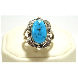 Navajo Sleeping Beauty Turquoise Sterling Silver Women's Ring - Mary Ann Spencer