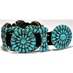 Navajo Turquoise Sterling Silver Concho Belt - Juliana Williams