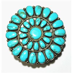 Navajo Turquoise Petit Point Cluster Sterling Silver Buckle - Juliana Williams