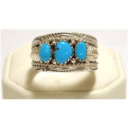 Navajo Turquoise Sterling Silver Men's Ring - Betty Begaye