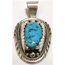 Navajo Sleeping Beauty Turquoise Sterling Silver Pendant - Mary Ann Spencer