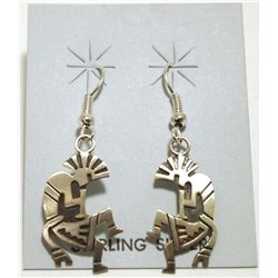 Navajo Sterling Silver Kokopelli French Hook Earrings - Sharon Cisco