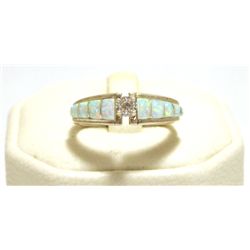 Zuni Cubic Zirconia & Opal Inlay Sterling Silver Women's Ring - Marlene Shekya