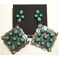 Navajo Turquoise Sterling Silver Post Earrings - Albert J. Brown