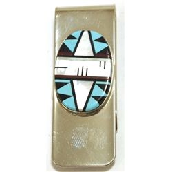 Zuni Multi-Stone Inlay Sterling Silver Money Clip - Fernandez Lementino