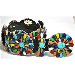 Navajo Multi-Stone Sterling Silver Concho Belt - Juliana Williams