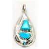 Image 1 : Zuni Turquoise Small Teardrop Snake Pendant - Effie Calavaza