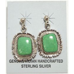 Navajo Gaspeite Sterling Silver Post Earrings - Martin Yazzie