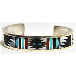 Zuni Multi-Stone Inlay Sterling Silver Cuff Bracelet - Charlotte Dishta