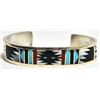 Image 1 : Zuni Multi-Stone Inlay Sterling Silver Cuff Bracelet - Charlotte Dishta