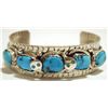 Image 1 : Zuni Turquoise Sterling Silver Snake Cuff Bracelet - Effie Calavaza