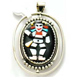 Zuni Multi-Stone Spinner Clown and Kokopelli Pendant - Beverly Etsate