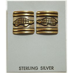 Navajo 12k Gold Fill over Sterling Silver Turtle Post Earrings - Tommy Singer