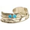 Image 2 : Navajo Turquoise Sterling Silver Feather Cuff Bracelet - Virgil Reader