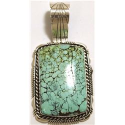 Navajo Dry Creek Turquoise Sterling Silver Pendant - Eugene Belone