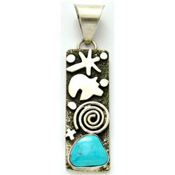 Navajo Turquoise Sterling Silver Pendant - Alex Sanchez