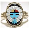 Image 1 : Zuni Multi-Stone Inlay Sun Face Sterling Silver Cuff Bracelet - Beverly Etsate