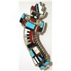 Image 1 : Zuni Multi-Stone Inlay Rainbow Kachina Sterling Silver Pendant & Pin - Herbert Cellicion