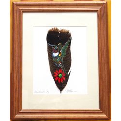 Navajo Gentle Beauty Hummingbird Feather Painting - Donovan Begay