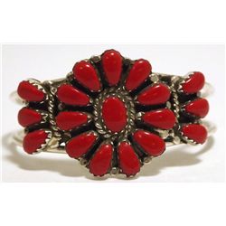 Navajo Coral Sterling Silver BABY Cuff Bracelet - Lisa Williams