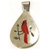 Image 1 : Zuni Multi-Stone Inlay Cardinal Sterling Silver Pendant - Sanford Edaakie