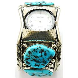 Navajo Sleeping Beauty Turquoise Large Men's Watch - Mary Ann Spencer