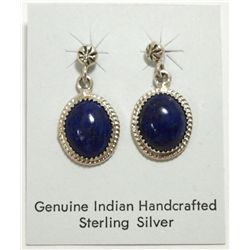 Navajo Lapis Lazuli Sterling Silver Post Earrings - Martin Yazzie