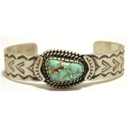 Old Pawn Navajo Carico Lake Turquoise Sterling Silver Cuff Bracelet - Raymond Beard