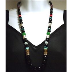 Navajo Onyx & Multi-Stone Sterling Silver Necklace - Tommy Singer