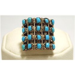 Navajo Turquoise Dots Sterling Silver Men's Ring - Irene J