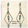 Image 1 : Zuni Turquoise Sterling Silver Post Earrings - Jennifer Lonjose