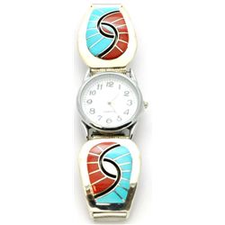 Zuni Coral & Turquoise Men's Watch - Amy Quandelacy