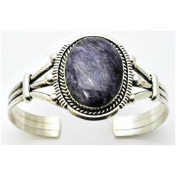 Navajo Charoite Sterling Silver Cuff Bracelet - Eugene Belone