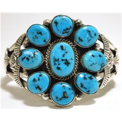 Navajo Sleeping Beauty Turquoise Sterling Silver Cuff Bracelet - Mary Ann Spencer