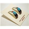 Image 3 : Zuni Multi-Stone Inlay Sterling Silver Curved Post Earrings - C.S. Lonjose